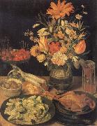 Georg Flegel Still Life with Flowers and Food oil